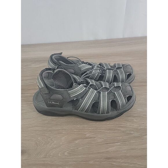 L L Bean Sandals Men's 9M‎ 274550 Water Walk Gray Fisherman Outdoor Shoes - Picture 1 of 16